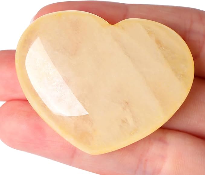 MAIBAOTA 45 mm Citrine Crystals Large Heart Stone Healing Crystals Natural Crystal Heart Reiki Gemstone Polished Heart Shaped Rocks Meditation Mothers Day Crystal Gifts for Mom Her