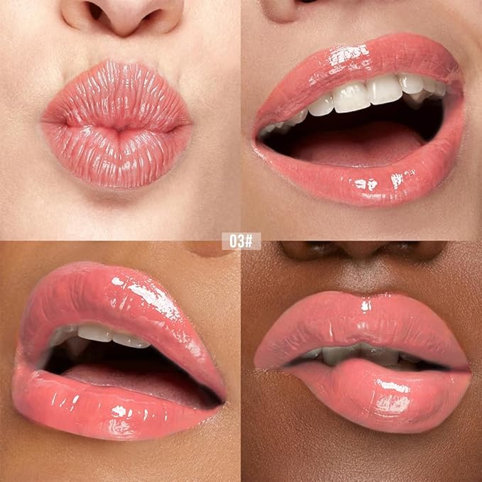 Hydrating Lip Oil, Nourishing Lip Lacquer with Non-Sticky Formula, Color Changing, 0.35 Ounce (3#, 1 Count (Pack of 1))