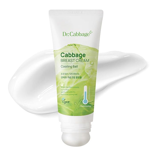 Dr.Cabbage+ Cabbage Breast Cream 3.38 Oz with Special Cooling Ball applicator | For Engorgement, Mastitis, Stop Lactation | Trusted by Korea Mother, Breastfeeding Essencial
