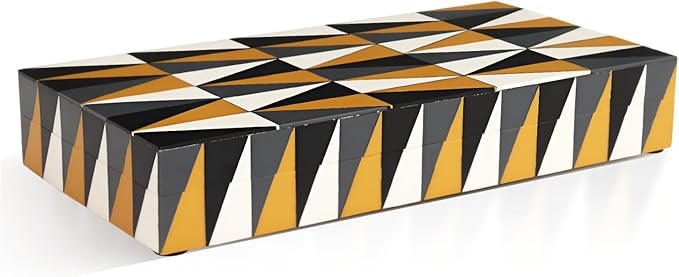 Handicrafts Home Large Decorative Storage Box with Lid, Coffee Table Storage Box, Decorative Remote Control Holder, Keepsake Storage Box for Living Room & Shelf Decor, Puzzle Guild 12 x 6 x 2