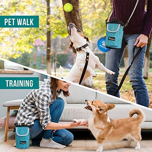 PetAmi Dog Treat Pouch, Large Hands-Free Training Bag, Teal Sea Blue