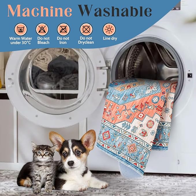 Washable Pee Pads for Dogs, 2 Pack Reusable Puppy Training Pads 48"x48" Super Absorbent Waterproof Dog Training Pads, Non-Slip Potty Pads, Whelping Pads Litter Mat Orange/Mix