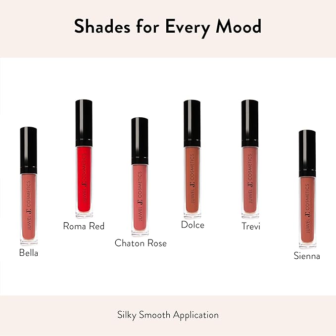Juwel Cosmetics Liquid Lipstick for Women, High Pigment Long Lasting Lipstick, Lightweight Creamy Finish, Transfer-Proof Mineral-Based Nourishing Formula, Cruelty-Free & Lead-Free Lip Color, Trevi