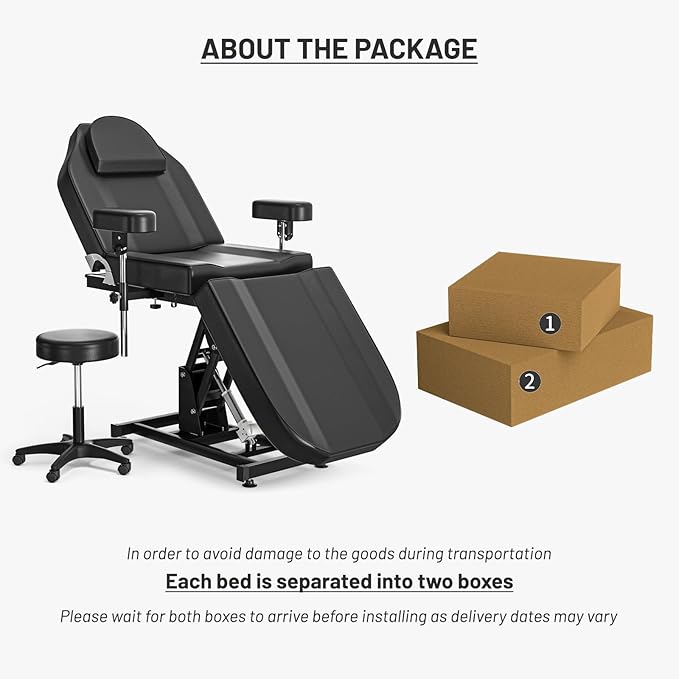 Electric Tattoo Chair Bed Esthetician Motorised Height Adjustment Facial Bed for Client, Professional Beauty Spa Chair Massage Table for Lash Extensions