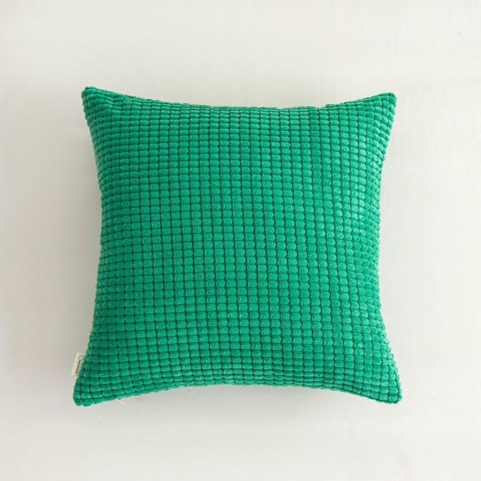 Pack of 2 Size bundel Polyester Blend Soft Hand Feeling Throw Pillows (with Insert) Size 18"x18" and 12"x20" one of Each (Grass Green)