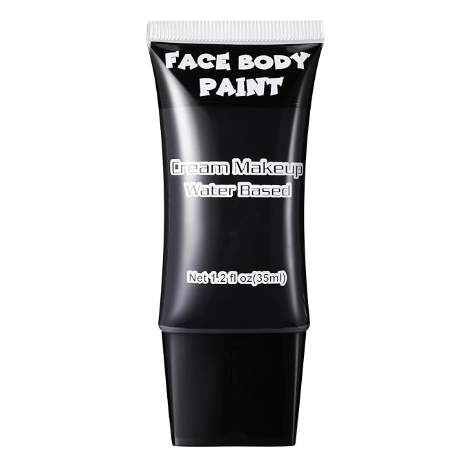 CCbeauty Black Face Paint, Cream Face Painting Kit, Professional Water Based Body Paint, Full Coverage Foundation Makeup, Halloween SFX Makeup For Clown Joker Skeleton Ghost Zombie Vampire Cosplay