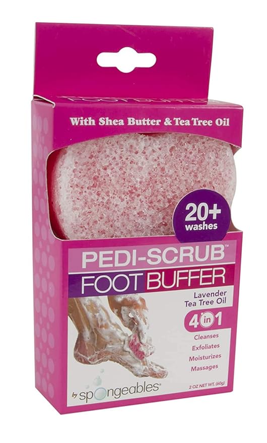 Spongeables Pedi Scrub Foot Exfoliating 20+ Wash Sponge, Lavender, 1 Count