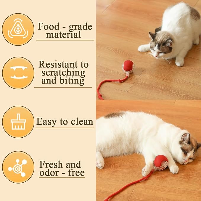 Interactive Pet Toy Ball, Automatic Dog Toy Interactive Dog Cat Toy Ball Dog & Cat Electric Active Toys, Smart Chase Pet Toy Ball for Dogs for Large Small Dogs Motion Activated，Red