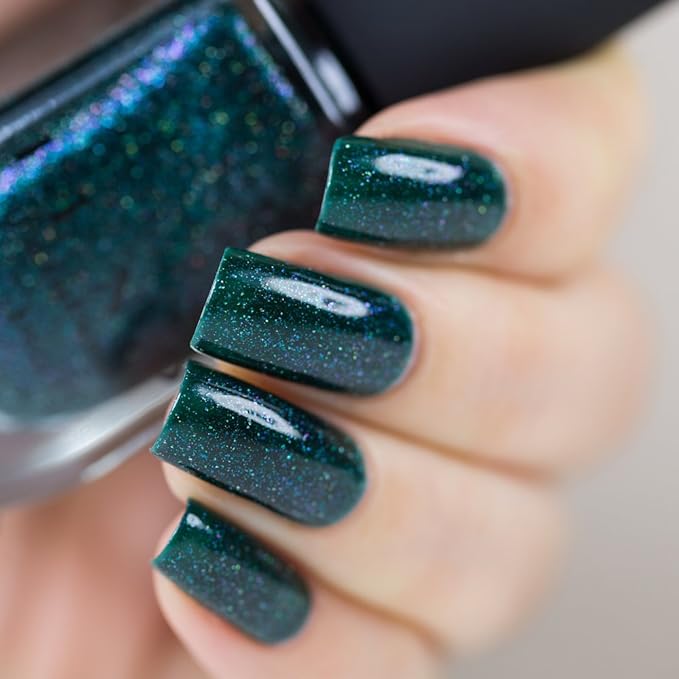 ILNP Fir Coat - Sultry Emerald Green Holographic Nail Polish