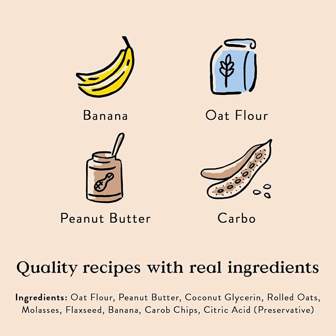 Bocce's Bakery PB Banana Chip Soft & Chewy Dog Treats (PB, Banana & Carob) | Oven Baked, Wheat-Free Everyday Dog Treat Cookies - Made with Real, Limited Ingredients and Baked in The USA (6 oz)