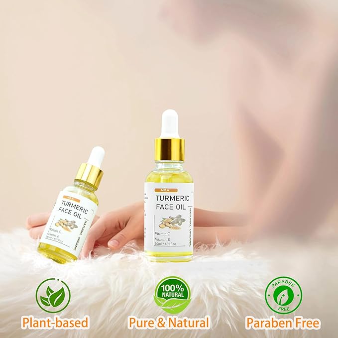 MR.A 2Pack Turmeric Oil, Turmeric oil with Vitamin C for Face Body, Great for Cleanses Skin, Moisturize & Soothing skin, Tumeric Face Oil for All Skin Type