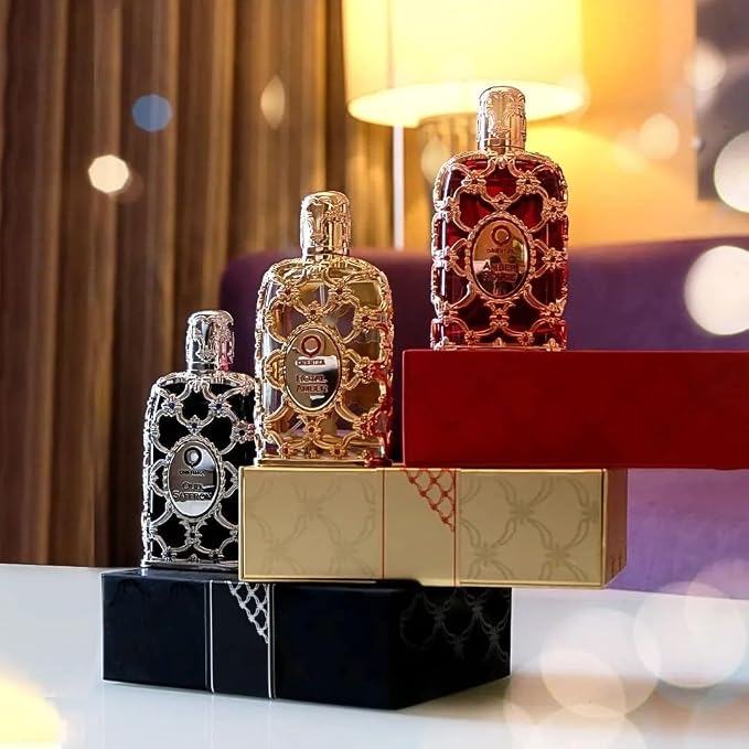 Orientica Luxury Collection Royal Amber Eau De Parfum 0.33 Oz/10ml Mini Spray - Fruity, Gourmand, Amber, Woody, Vanilla, Bergamot, Melon, Pineapple, Musk - Arabic Perfume for Men & Women