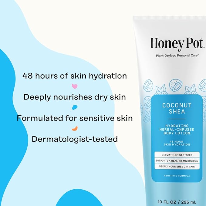 Honey Pot - Hydrating Coconut Body Lotion for Women - Shea Butter and Olive Oil - 48-Hour Moisture Skin Care - No Parabens and Sulfates - 10 Fl Oz