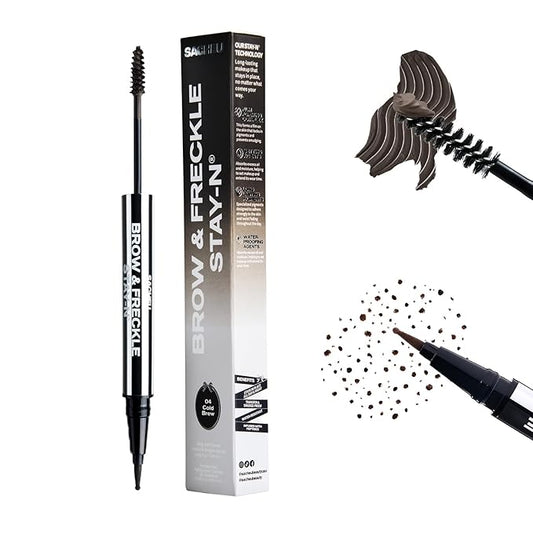 Sacheu Brow & Freckle STAY-N Tinted Eyebrow Gel & Faux Freckle Pen — 2-in-1 Longwear Water Resistant Brows Tint, Cruelty-Free & Vegan, Cold Brew