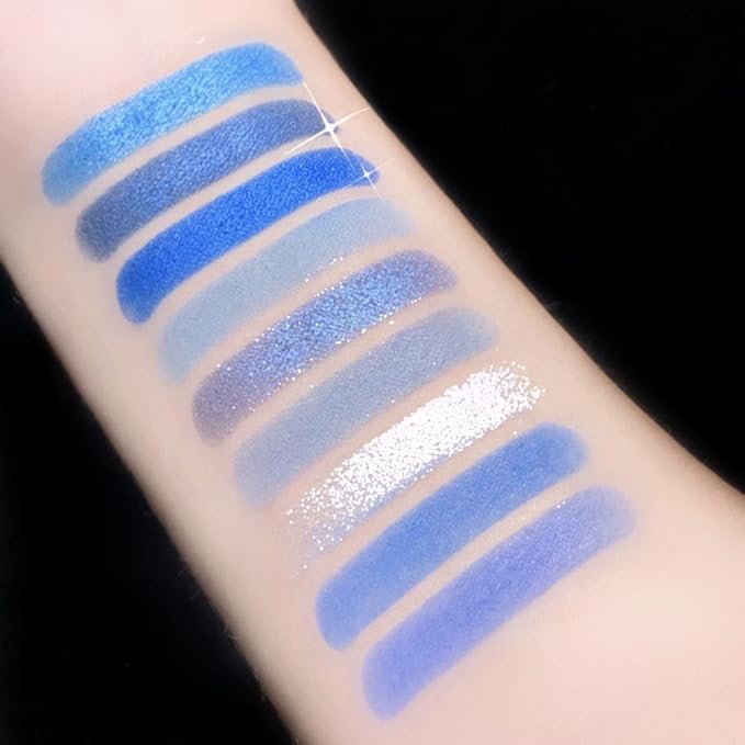 URQT Blue Ocean Mirage Eyeshadow Palette – 9 Highly Pigmented Aqua Blue & Silver Shades, Blendable Matte & Shimmer Finishes, Long-Lasting Cool Tone Eye Makeup Palette
