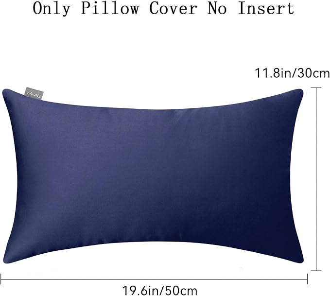 Thmyo 4-Pack 100% Cotton Lumbar Comfortable Solid Decorative Throw Pillow Case Rectangle Cushion Cover Sublimation Blank Pillow Covers Halloween DIY Throw Pillowcase(12x20inch/30x50cm,Dark Blue)