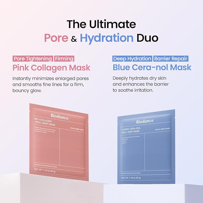 BIODANCE Best Mask Duo: Bio-Collagen & Ceramide Panthenol Real Deep Mask Set, Firming, Hydrating, Face Mask Bundle for Glass Skin, Korean Skincare Set, Korean Skin Care, Gifts for women, Skin Care Set