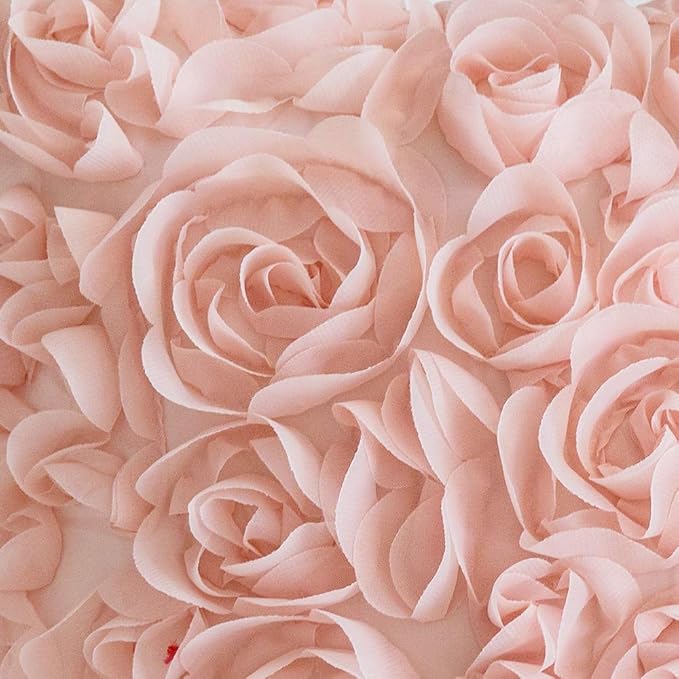 MIULEE Decorative Rose Flower Pillow Cover Pack of 1 Peach Pink 12x12 Inch | Cute Romantic Stereo Chiffon Throw Pillow Cover Aesthetic Solid Pillowcase for Girl Coquette Room Decor Coach Bedroom