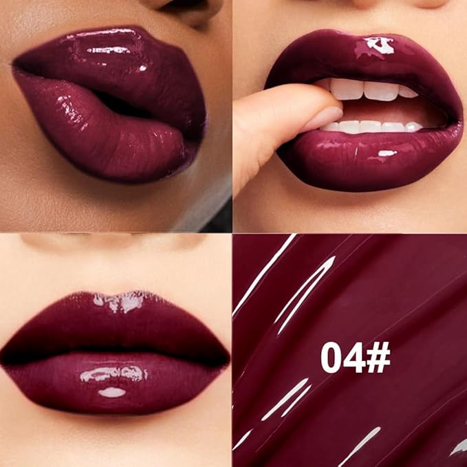 Full-On Plumping Liquid Lip Gloss, Plum Hydrating Lip Plumper Lip Blam Lipstick, High-Shine Tinted Formula for Fuller, Nourishes, Moisturizes & Softens Lips, Cruelty-Free (Plum)