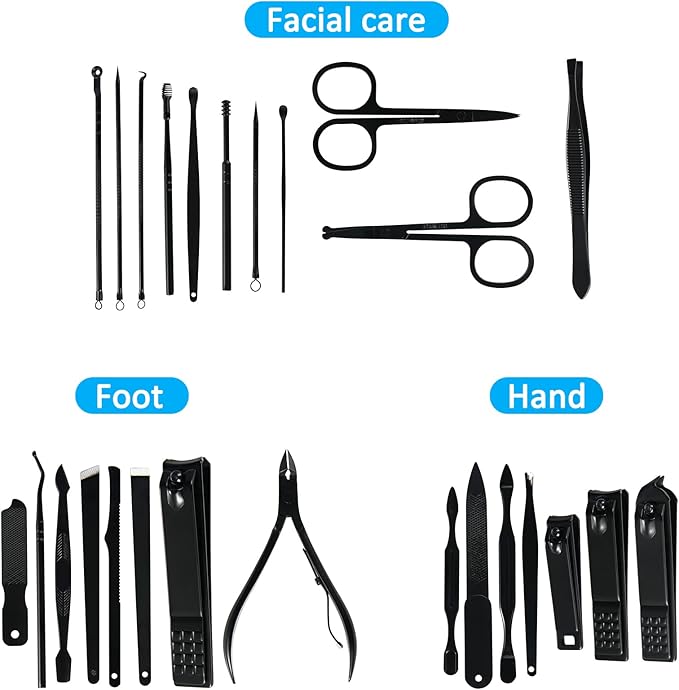 MINKINH Manicure Set Professional Nail Clipper Kit-26 Pieces Stainless Steel Manicure Kit,Nail Care Tools with Luxurious Travel Case (Brown)