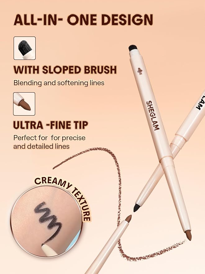 SHEGLAM Gel Glide Eyeliner Pencil Creamy Waterproof Smudgeproof Longwearing Eyeliner-Black (Pack of 2)
