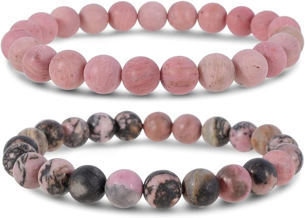 Bivei Natural Gemstone Semi Precious Healing Crystals Handmade Stretchy Round Beads Bracelet,Stocking Stuffers for Women Enhance Positive Energy