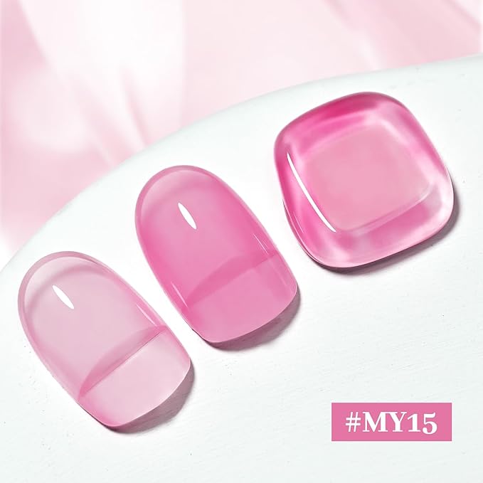 16.5ml Jelly Sheer Pink Nail Polish Large Volume Quick Dry Hot Pink Nail Polish, Long Lasting Shine, Fingernail Toenail Nail Art DIY Home Travel Nail Art Gift