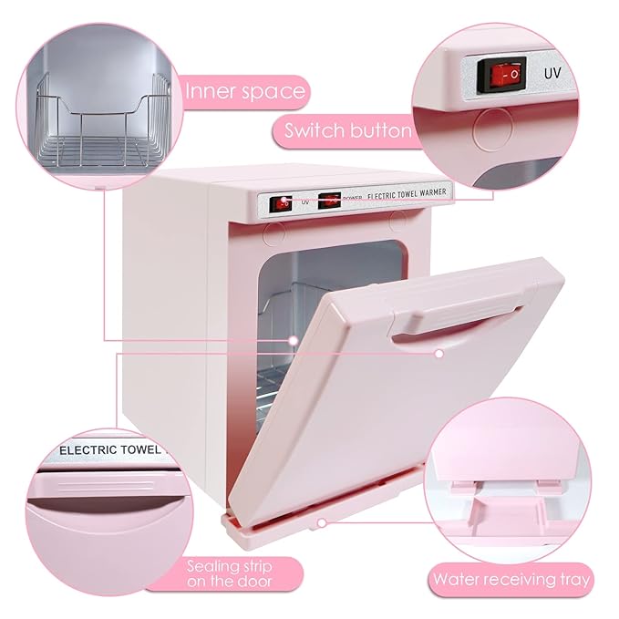 Hot Towel Warmer for Spa, 5.5L Thermostatic Towel Heater, 2-in-1 Professional Mini Towel Warmer, Beauty Salon and Spa Towel Warmers for Facial.(5.5L-Pink)
