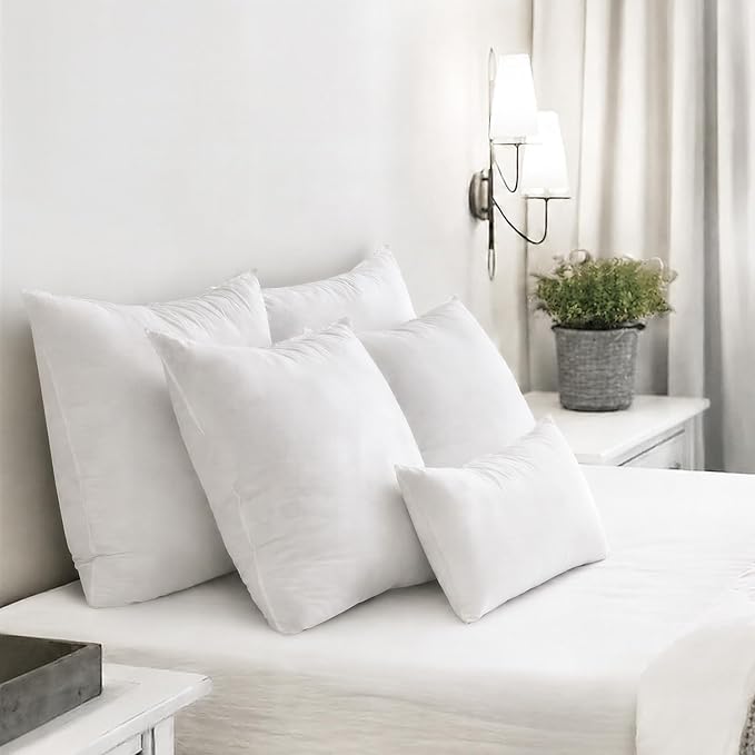 MIULEE 12x20 Pillow Inserts, Set of 2 Feather Down Throw Pillows | Choppable and No Smell, Double-Layer Down-Proof Cotton Cover, Decorative Pillows for Couch Sofa and Bed