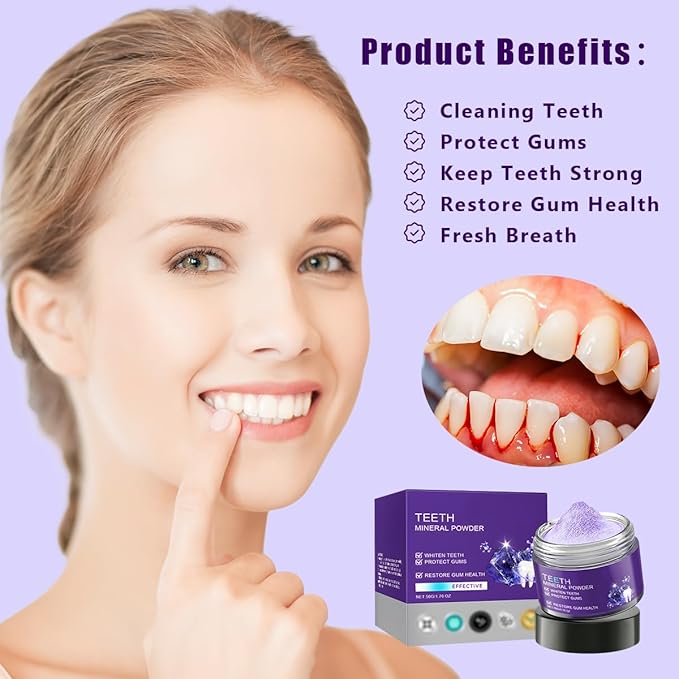 Teeth Restoration Mineral Powder, Teeth Whitening Mineral Powder 50g，Effective in StrengtheningTeeth and Gums, Fresh Breath (1 Bottle)