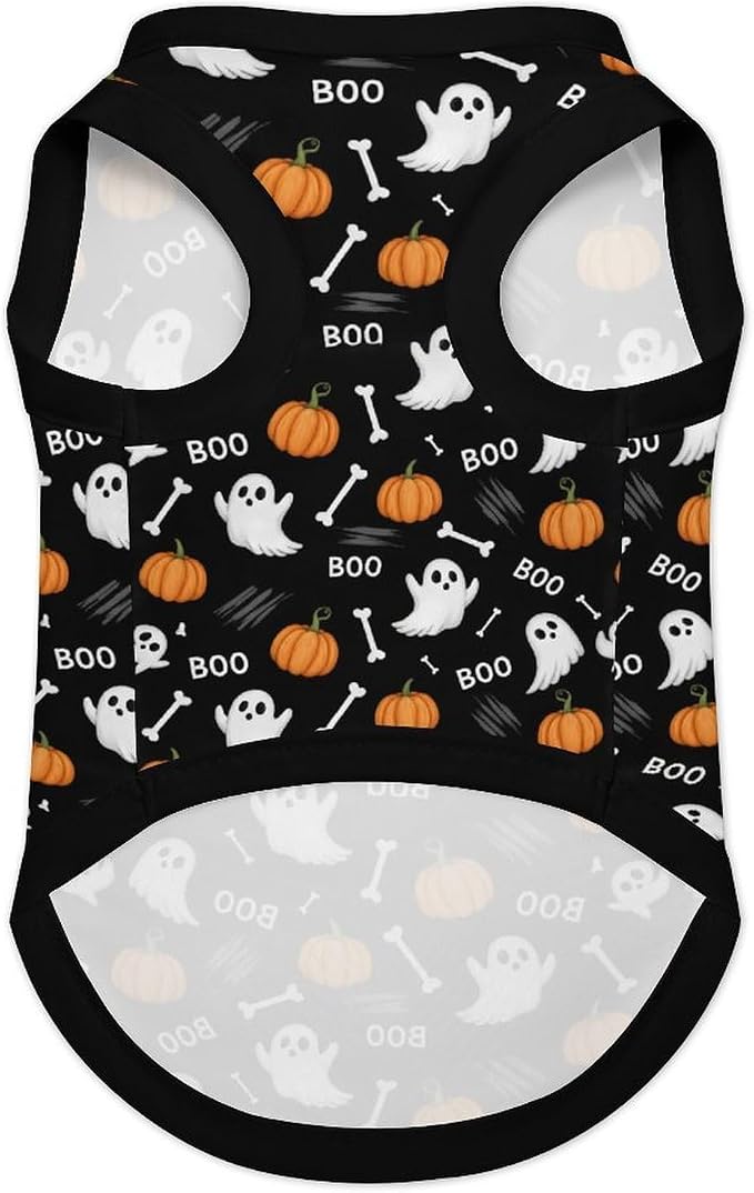 Halloween Pet Vest Spooky Boo Pet Shirts Small | bone pumpkin Dog Shirt Vest cute pet Sleeveless Vests Ice Silk Dog T-Shirts holiday Dog Clothes Halloween Canine Wear