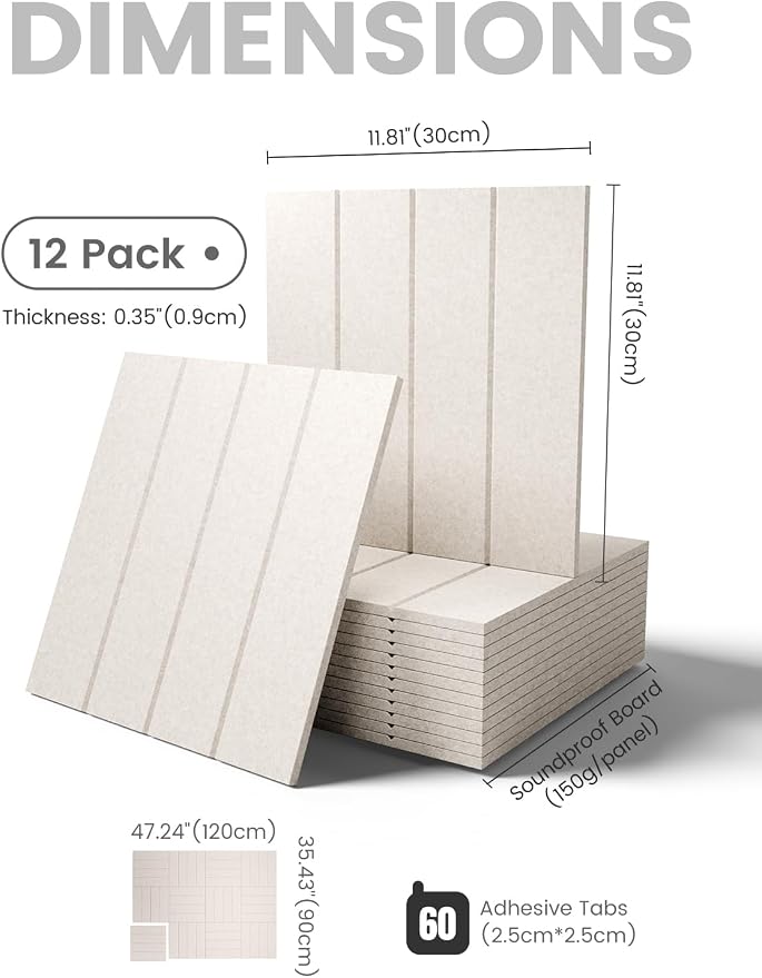 Fluxynara 48" x 36" Large Felt Bulletin Board, Oatmeal | 12 Pack Cork Board Alternative with 60 Safe Adhesive Tabs, Pin Boards for Wall Decor, Home, Office, Classroom,Dorm