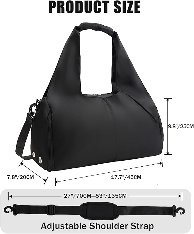 RHDZO Gym Bag for Women with Shoe Compartment Yoga Mat Bag with Wet Pocket and Water Bottle Holder Weekender Bag with Strap
