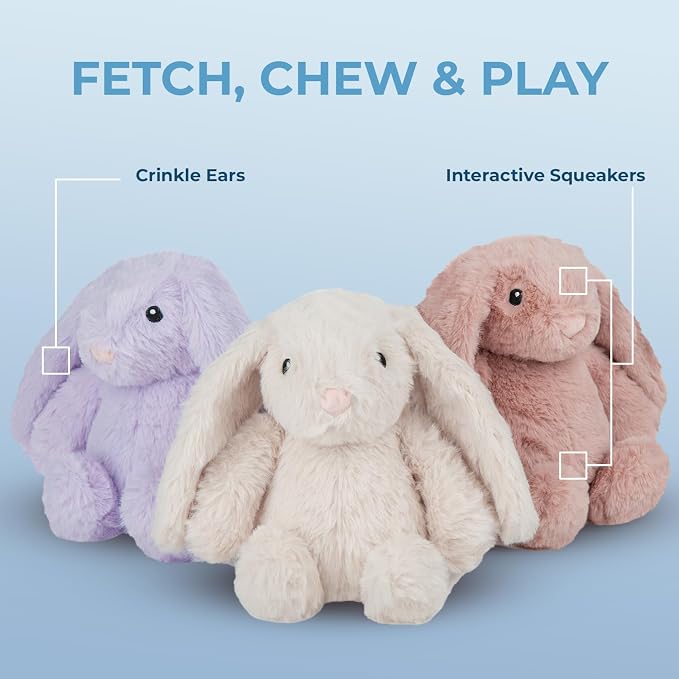 Best Pet Supplies Bunny Buddy Squeaky Plush Dog Toy - Purple, Small | Soft Plush, Squeaks & Crinkles, Perfect for Moderate Chewers, Toss & Fetch Play, Stress & Anxiety Reliever, Ideal Gift Toy