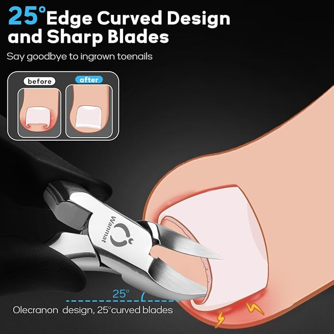 Toe Nail Clipper for Ingrown or Thick Toenails,Toenails Trimmer and Professional Toenail Nipper for Seniors with Stainless Steel Surper Sharp Blades (Podiatrist Nail Clippers Set)