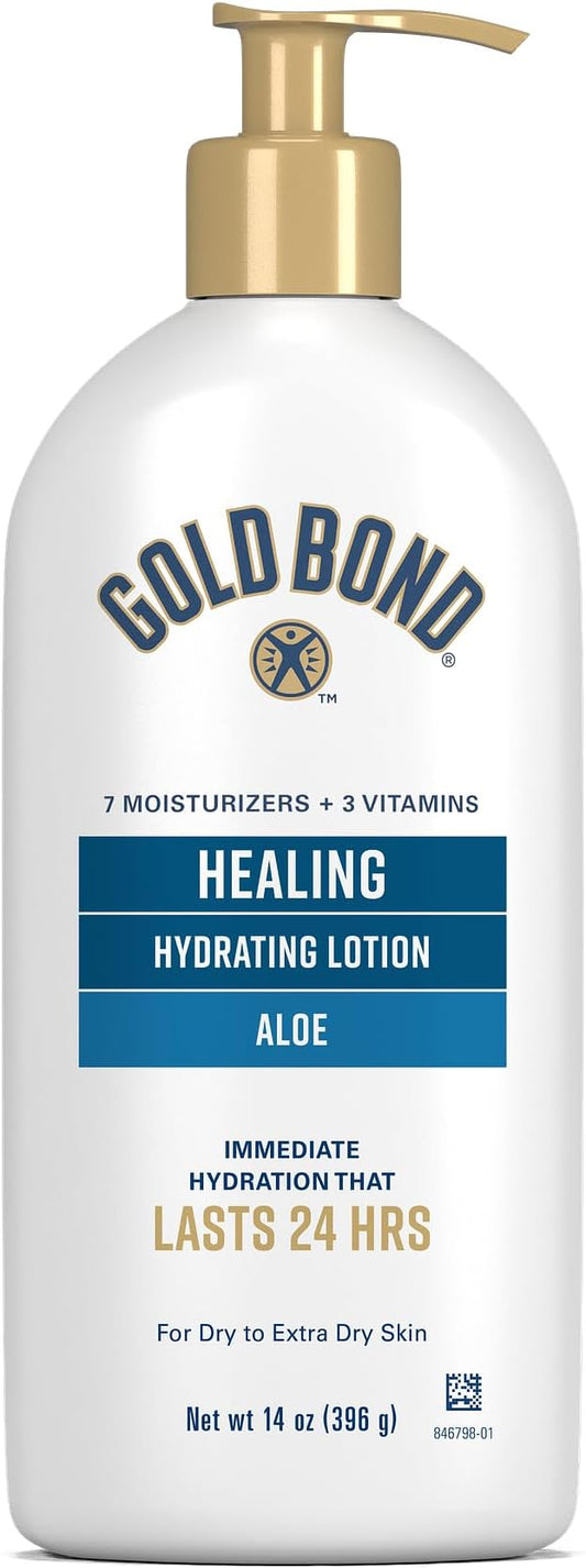 Gold Bond Healing Hydrating Lotion, 14 oz., Body Lotion with Aloe, Moisturizes, Immediate 24-Hour Hydration