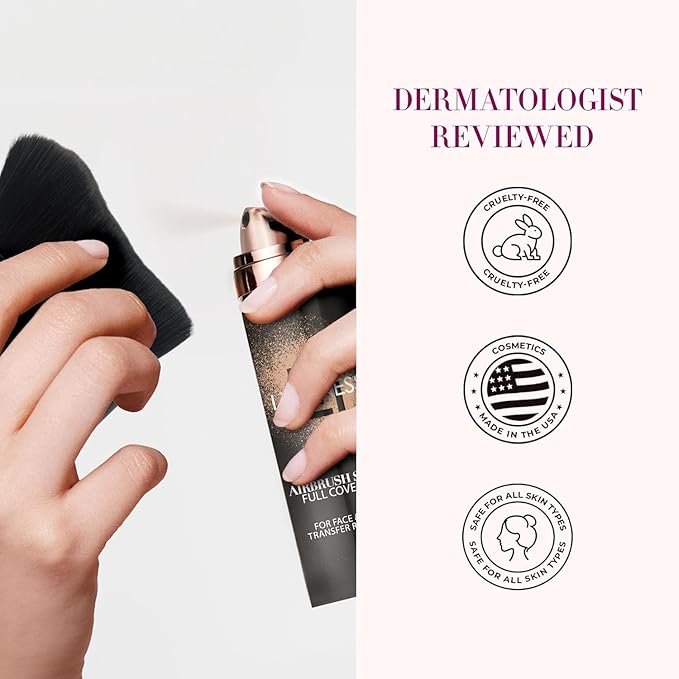 LUMINESS Airbrush Body Coverage with Self Tanner Brush - Tattoo Cover Up Makeup - Full Coverage Foundation for Face & Body - Water-Resistant, Long-Wear, Natural Radiant Finish, Medium Warm