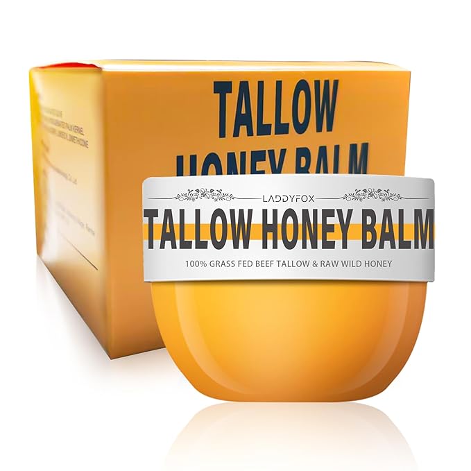 Whipped Tallow Balm with Grass-Fed Beef Tallow, Raw Honey for Face, Body, Hands, Organic Unscented Moisturizing Healing Skin Cream