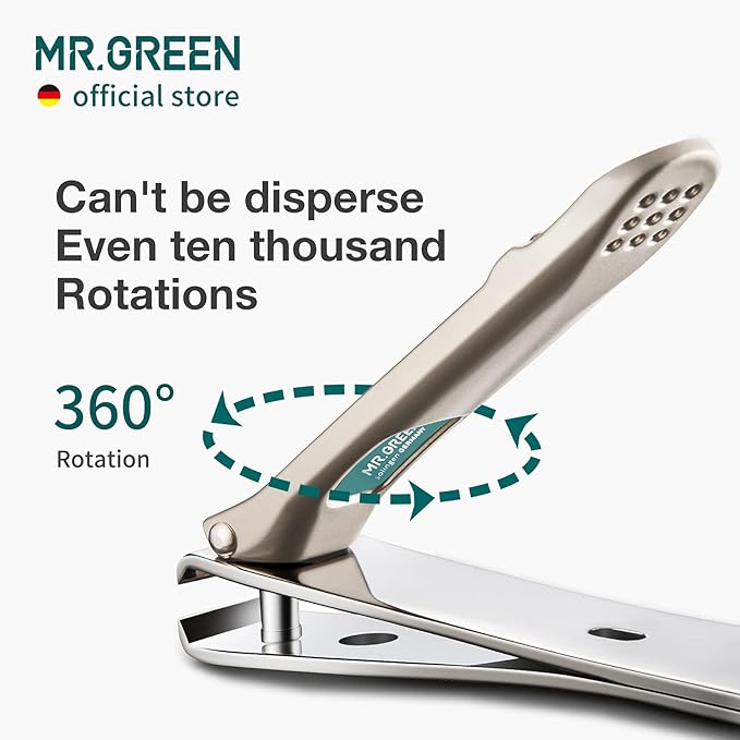 MR.GREEN Nail Clippers Curved Blades Fingernail Cutter Nippers Manicure Scissors Stainless Steel Pedicure Tools with Nail Flies (Medium-Blue+Glass File)