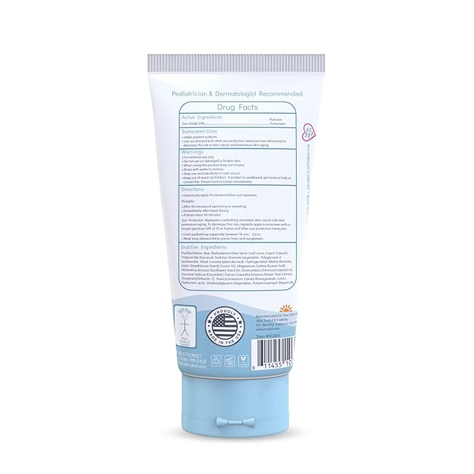TruKid Sport Mineral Sunscreen SPF 30 - All Natural Kids & Baby Sunscreen for Face & Body, Non-Toxic Zinc Oxide Sunblock Protection for Sensitive Skin, Unscented, FSA Eligible, Travel Size 3.4oz