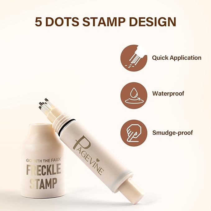 Freckle Stamp Pen, Natural Fake Freckle Makeup Pen，Waterproof Quick Dry Long Lasting Soft Faux Freckles, Lifelike Magic Stamp Marker for Sunkissed Makeup (Espresso)