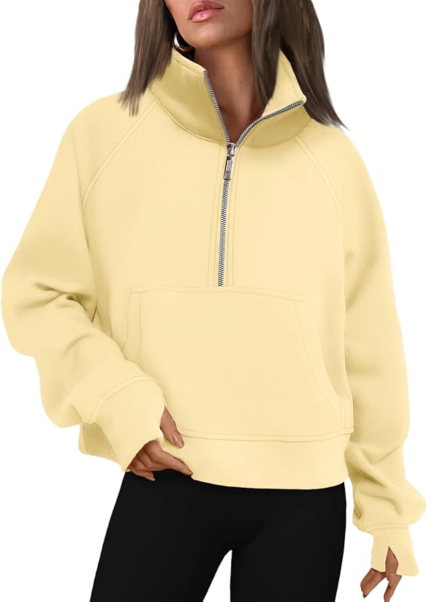 AUTOMET Womens Sweatshirts Half Zip Fleece Pullover Fall Outfits | Fall Fashion Clothes 2026,Cropped Sweatshirts,Cute Y2k Tops,Quarter Zipper Sweater,Winter Loungwear Outfits