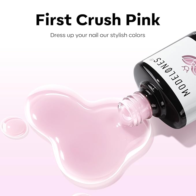 modelones Pink Gel Polish Jelly Sheer Milky Pink Gel Nail Polish Nude Polish Translucent Soak off LED Nail Gel DIY Manicure Soap Nails Clean Nail Polish 15 ML