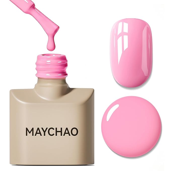 MAYCHAO 15ML Pink Gel Nail Polish, Pastel Sakura Pink Gel Polish Soak Off UV LED Curing for Nail Art Starter Manicure Salon DIY at Home, 0.5 OZ