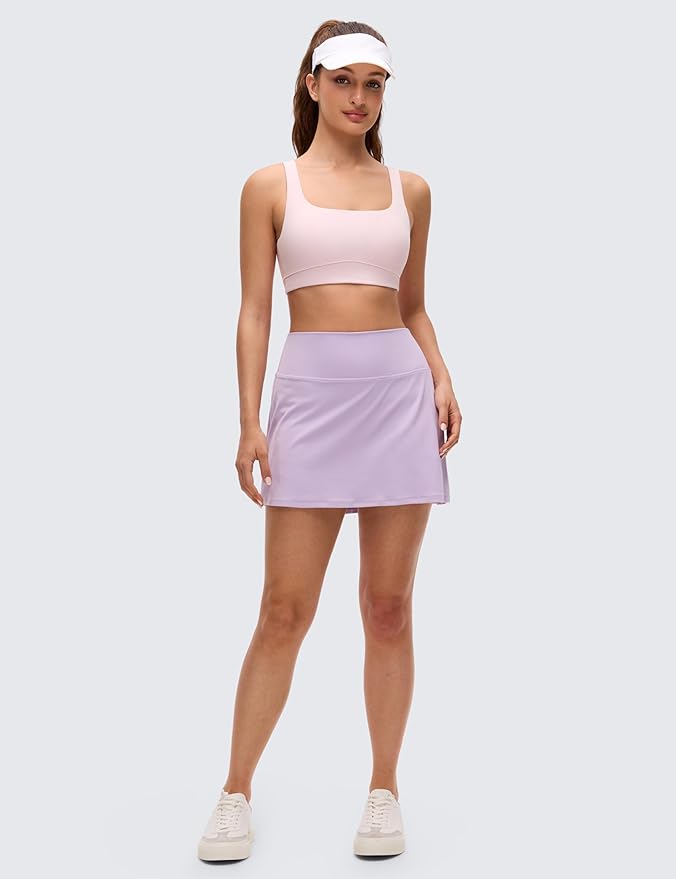 CRZ YOGA Butterluxe Scoop Neck Sports Bras for Women - U Back Padded Wide Strap Wireless Yoga Top