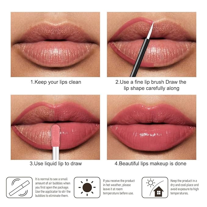evpct Light Pink Shiny Glossy Longwear No-Budge Liquid Lip Color Lipstick Makeup, Highly Pigmented Color Instant Shine, Waterproof Long Lasting Lipstick for Women, Lip Stain Gloss with Lip Liner Brush