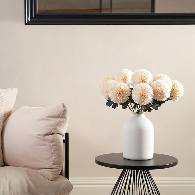 SilkSerenade Large White Matte Flower Vase for Bedroom Kitchen Living Room Table, Contemporary Farmhouse Decorative Arlo Flowers Iron Vases, Rustic Tall Earthy Wabi Sabi Modern Centerpieces Home Decor
