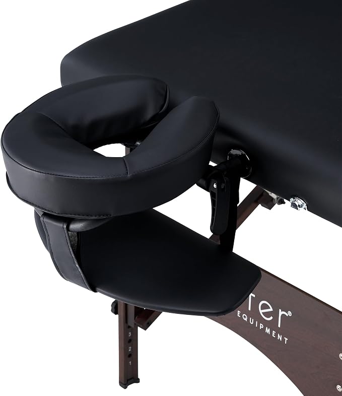 Master Massage 28" Argo Portable Massage Table with Extra Music Master Crescent Round High Fidelity Sound Face Cradle Cushionin - Black