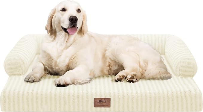 Orthopedic XL Dog Bed with Bolster for Extra Large Size Dogs | Pillow Support for Neck Relief, Egg Crate Foam, Skin-Friendly Surface, Waterproof Liner, Anti-Slip Bottom, 42 x 30 Inch