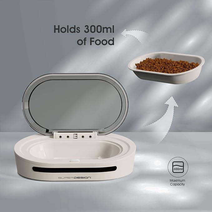 Automatic Cat Feeder, Dustproof Cat Food Bowl with Radar Sensor Switch Cover, Dual Power Supply Auto Pet Feeder for Indoor & Camping, Automatic Pet Feeder Easy to Use